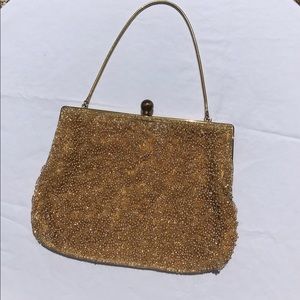 Vintage Gold Hand Beaded Evening Purse